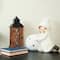 12.5" White Tealight Snowball with Kneeling Girl Candle Holder